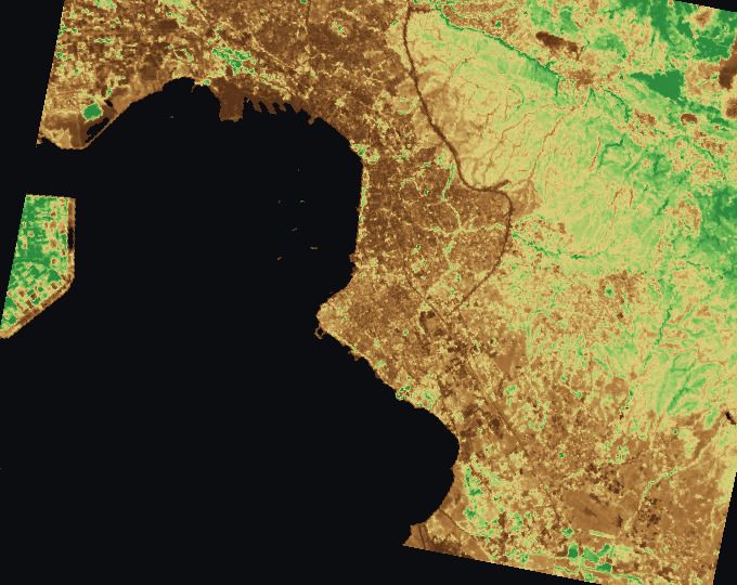 Θεσσαλονίκη και γύρω αγροτεμάχια, χάρτης δείκτη: EVI
